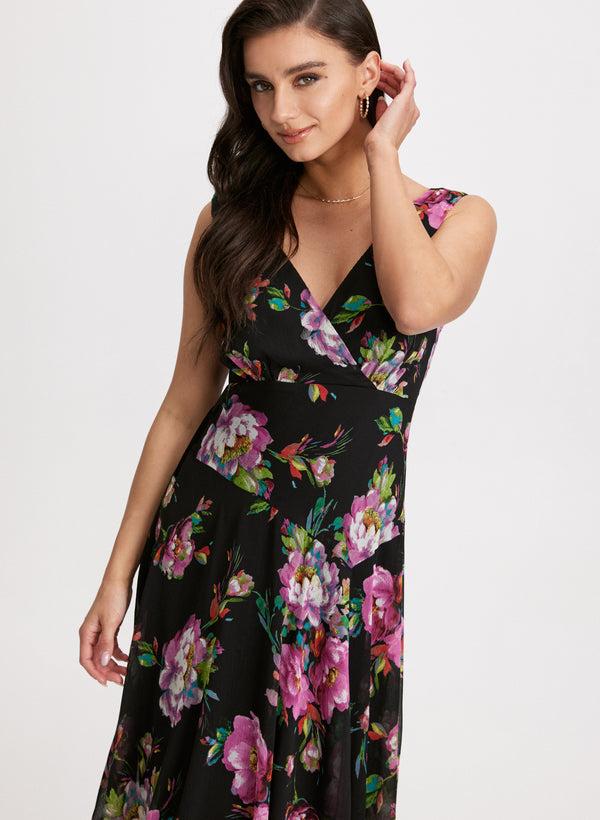 Laura Floral Print Asymmetric Dress