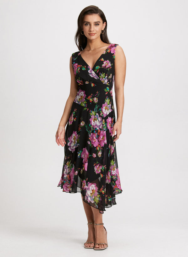 laura Floral Print Asymmetric Dress