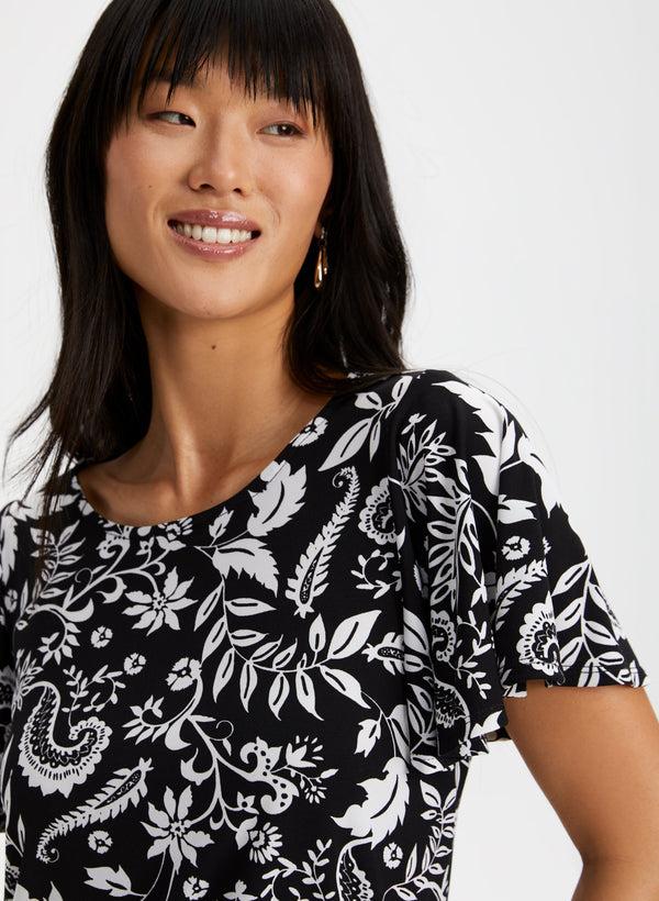 Laura Floral Print Flutter Sleeve Top