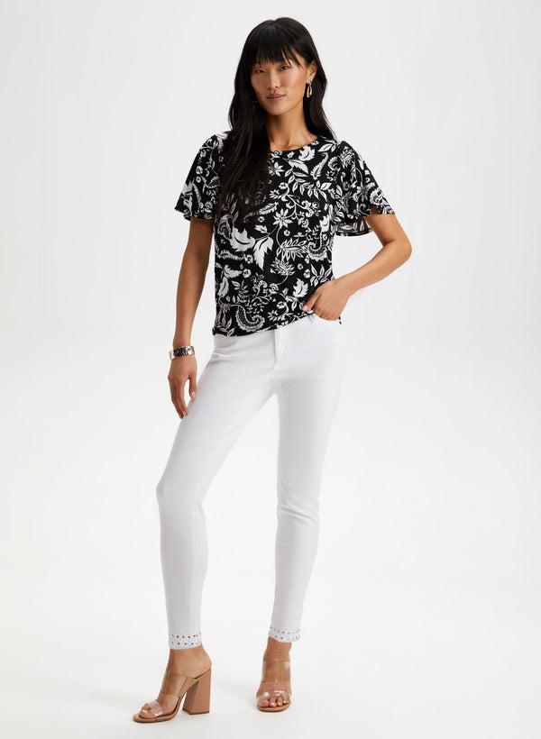 Laura Floral Print Flutter Sleeve Top