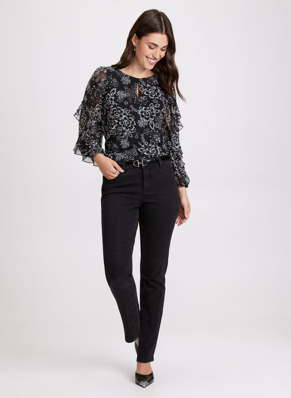 Laura Floral Print Keyhole Blouse