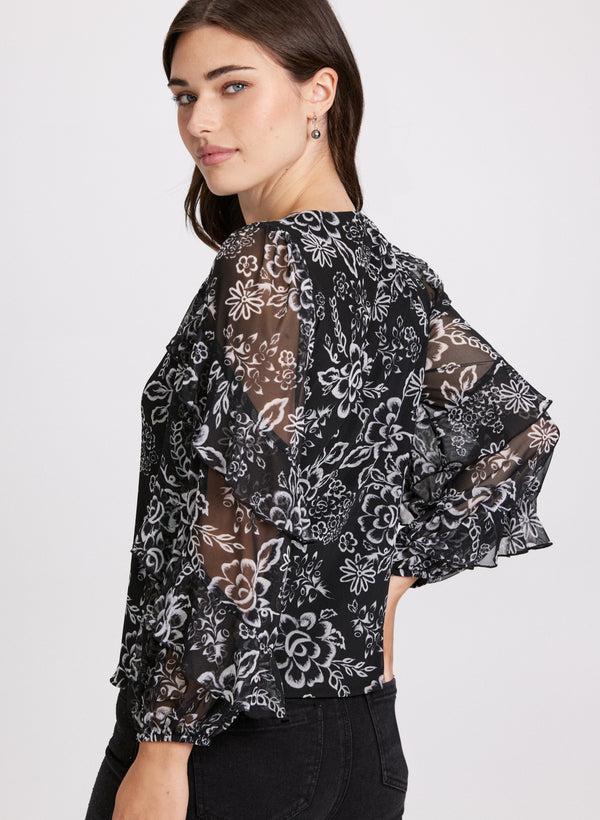 Laura Floral Print Keyhole Blouse