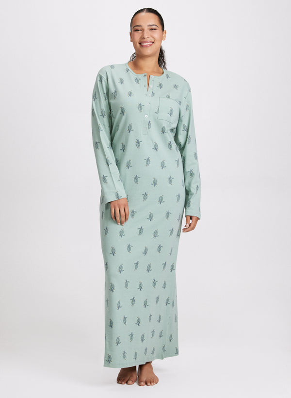 laura Floral Print Long Nightgown