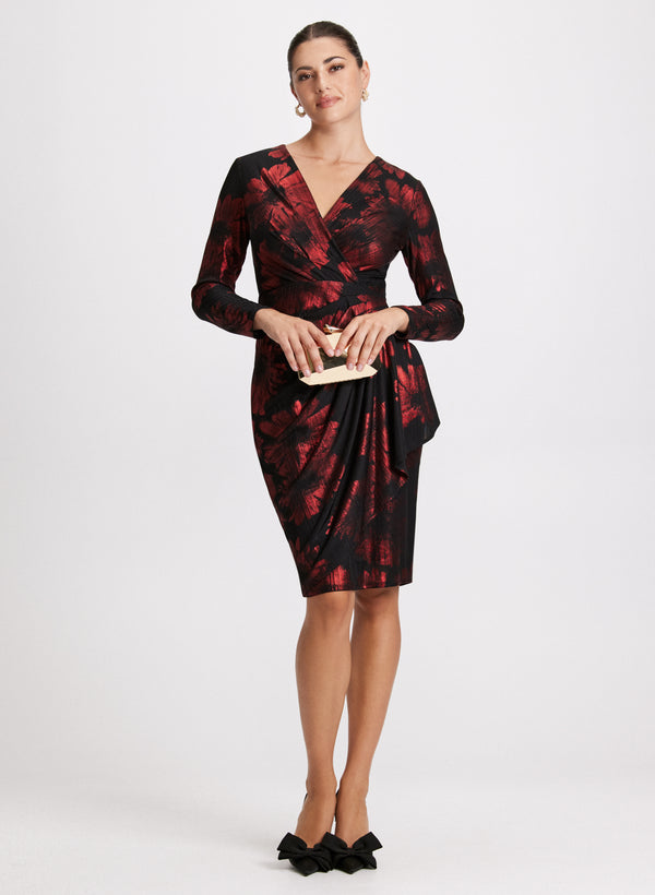 Laura Floral Print Metallic Detail Dress