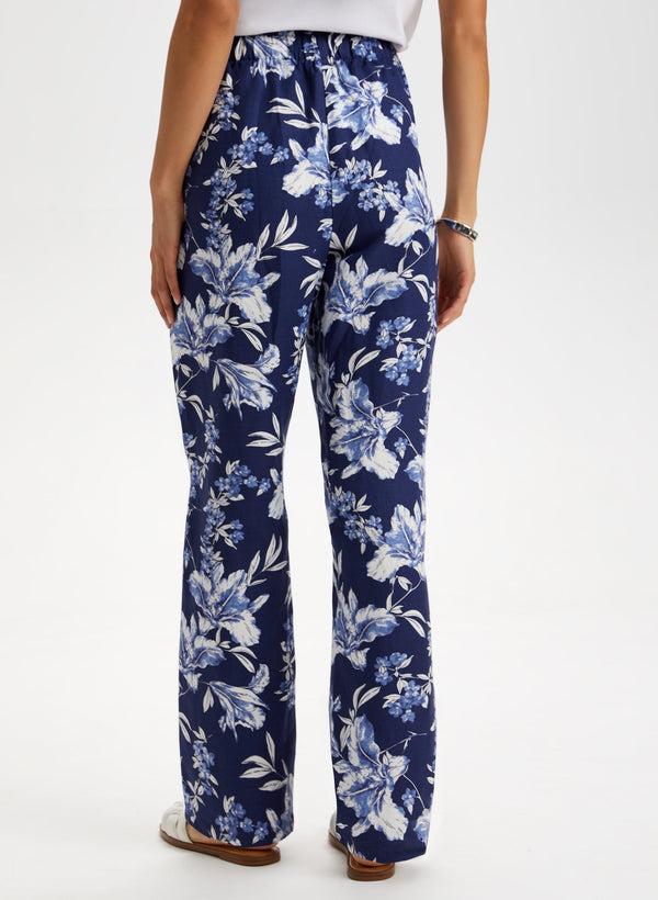 Laura Floral Print Pull-On Pants