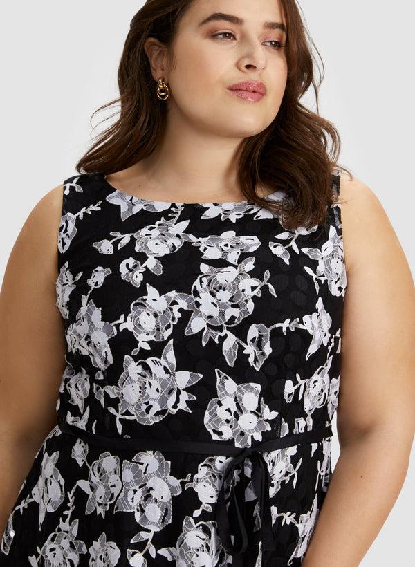 Laura Floral Print Ribbon Belt Dress