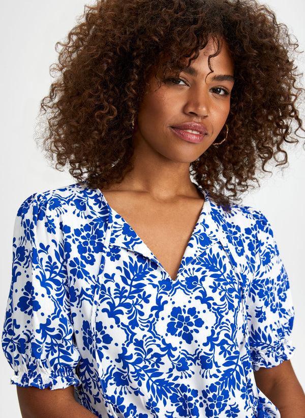 Laura Floral Print Smocked Blouse