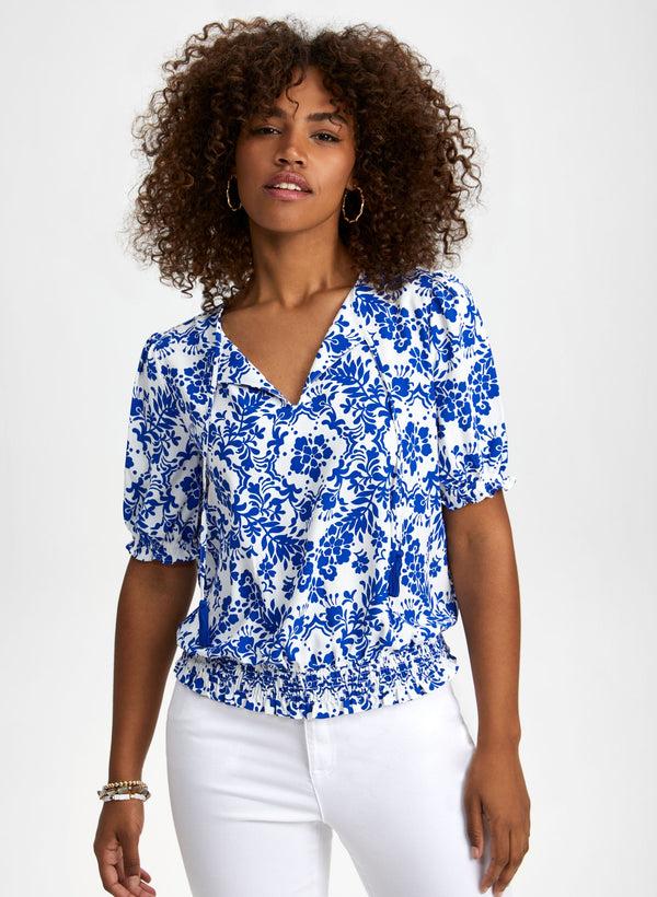 Laura Floral Print Smocked Blouse