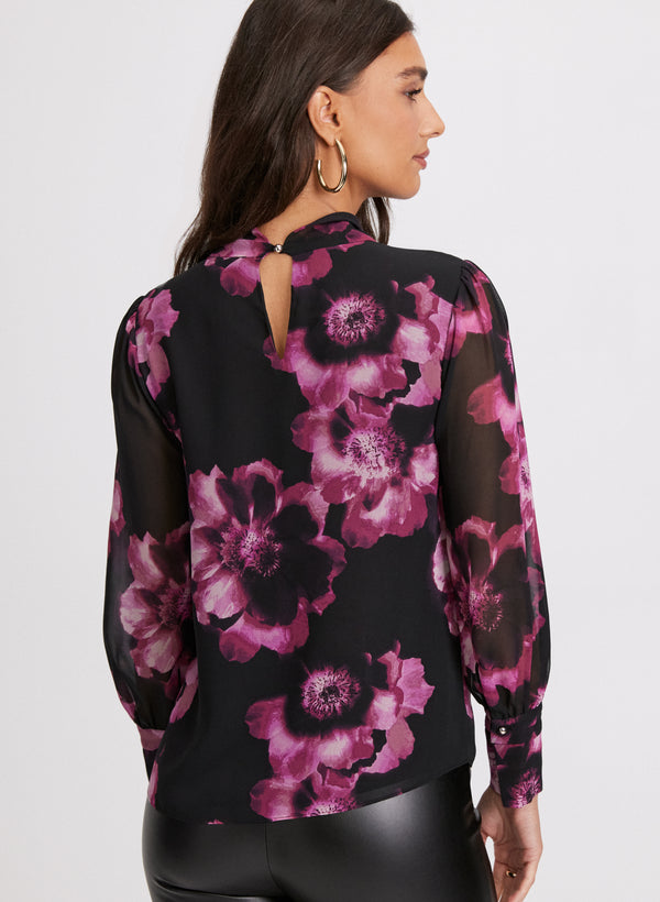 Laura Floral Print Twist Neck Blouse