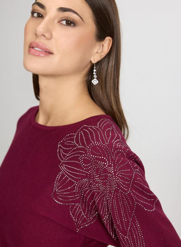 Laura Floral Rhinestone Pullover