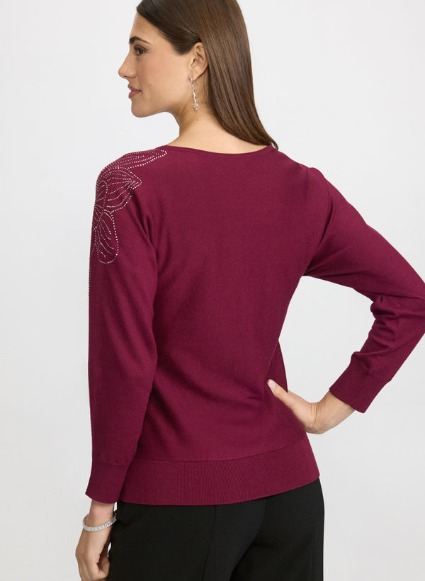 Laura Floral Rhinestone Pullover