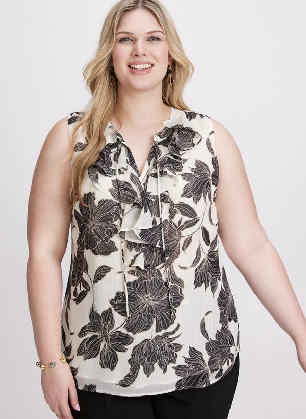 Laura Floral Ruffle Front Blouse