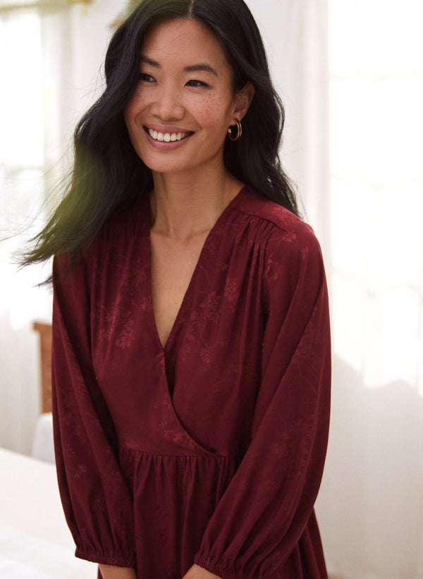 Laura Floral Satin Babydoll Dress