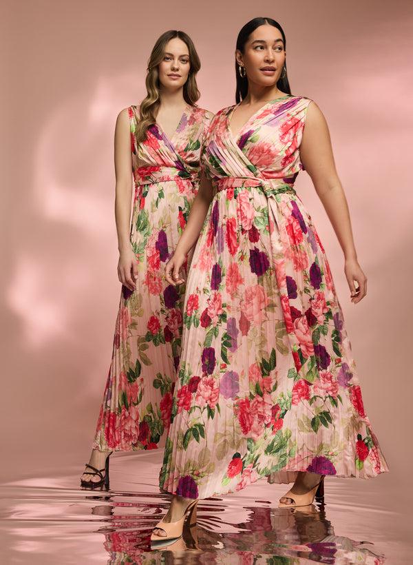 Laura Floral Satin Dress