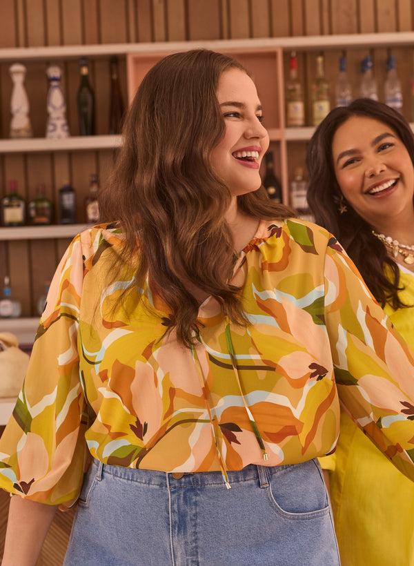 Laura Floral Split Neck Blouse