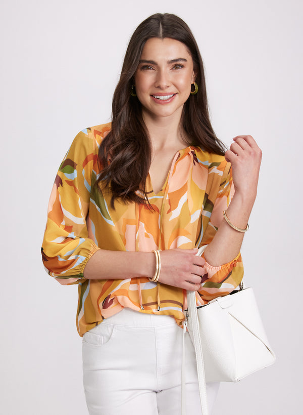 laura Floral Split Neck Blouse