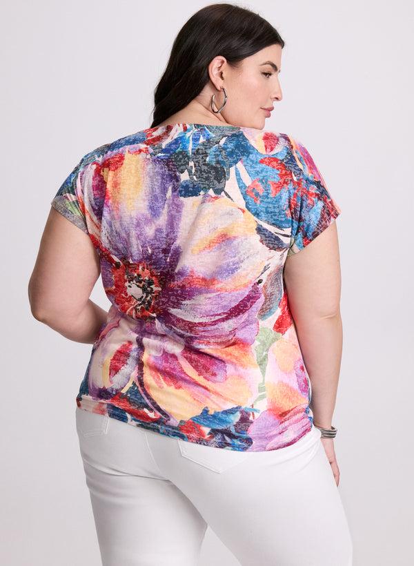 Laura Floral Tied-Hem T-Shirt