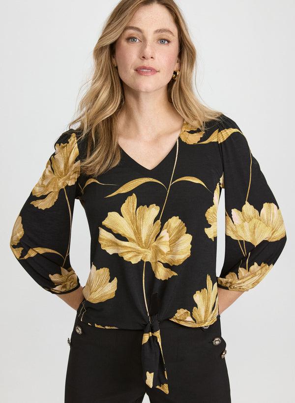 laura Floral Tied-Hem Top