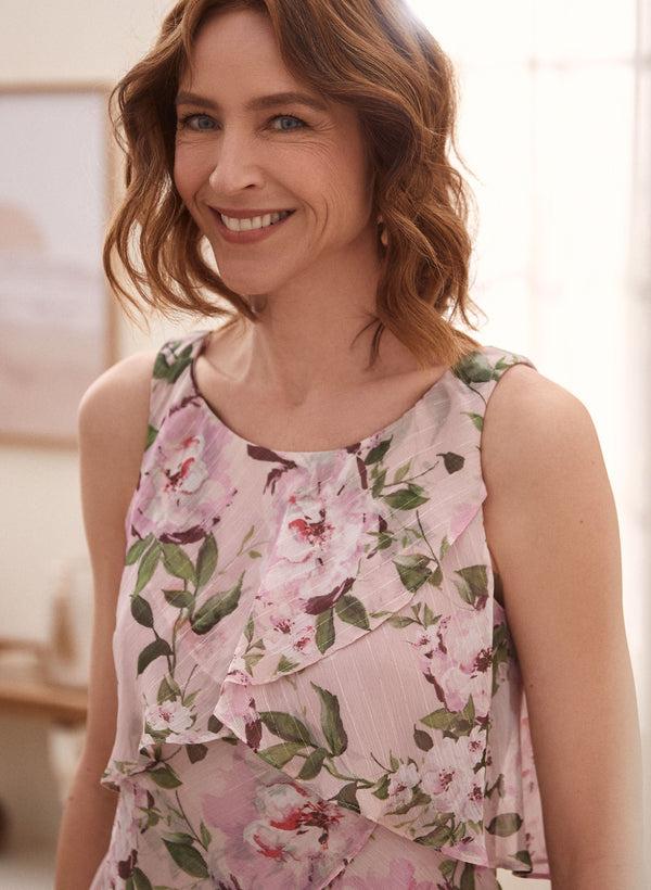 Laura Floral Tiered Ruffle Chiffon Dress