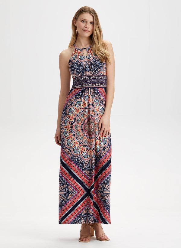 laura Floral Tile Motif Maxi Dress