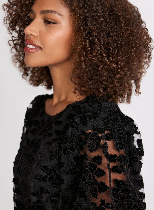 Laura Floral Velvet Burnout Top