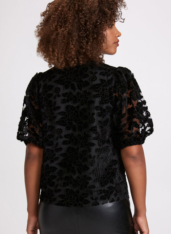 Laura Floral Velvet Burnout Top