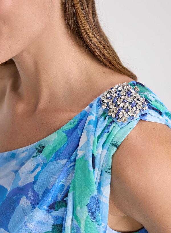 Laura Floral Waterfall Drape Dress