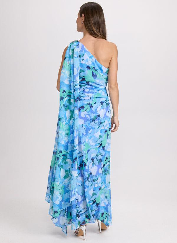 Laura Floral Waterfall Drape Dress