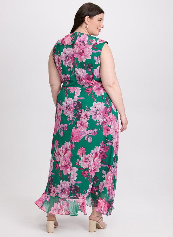 Laura Floral Waterfall Ruffle Dress