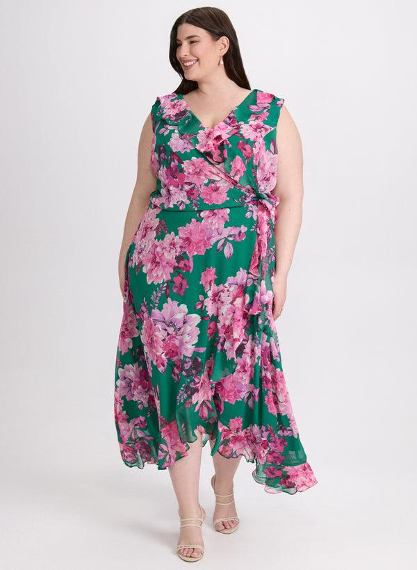 Laura Floral Waterfall Ruffle Dress