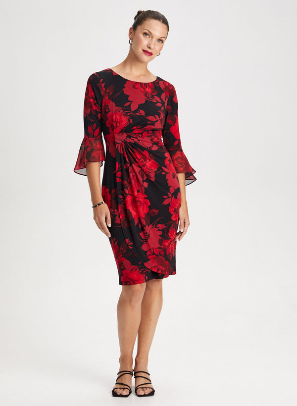 laura Flounce Sleeve Floral Dress