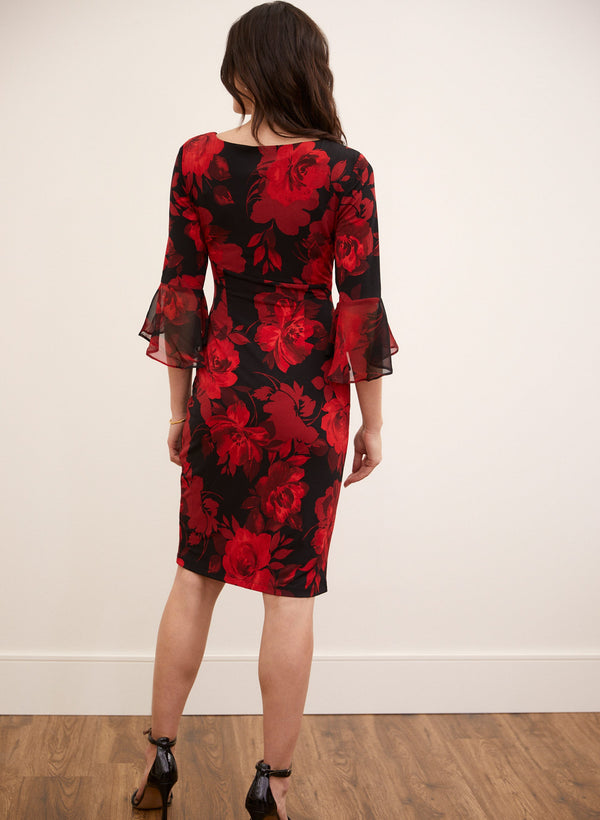 Laura Flounce Sleeve Floral Print Dress