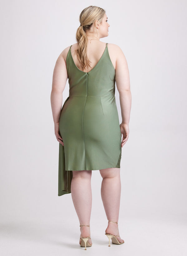 Laura Flounced Front Satin Dress