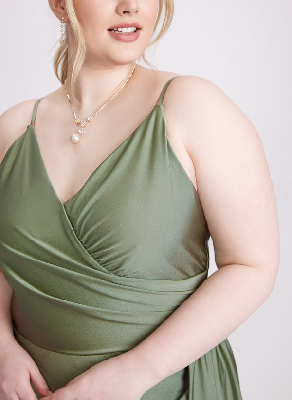 Laura Flounced Front Satin Dress