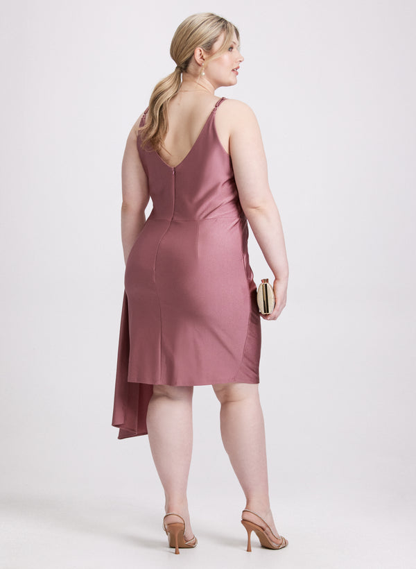 Laura Flounced Front Satin Dress