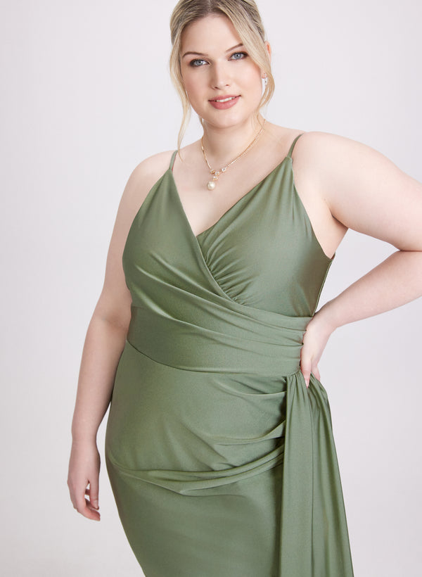 laura Flounced Front Satin Dress