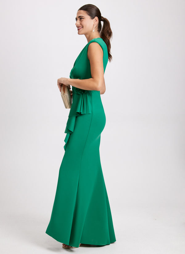 Laura Flower Detail Crossneck Evening Dress