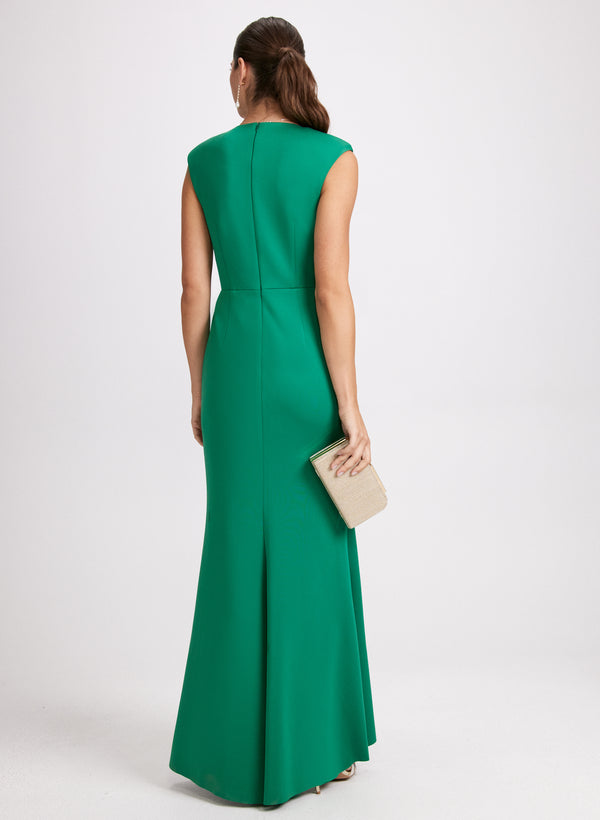 Laura Flower Detail Crossneck Evening Dress