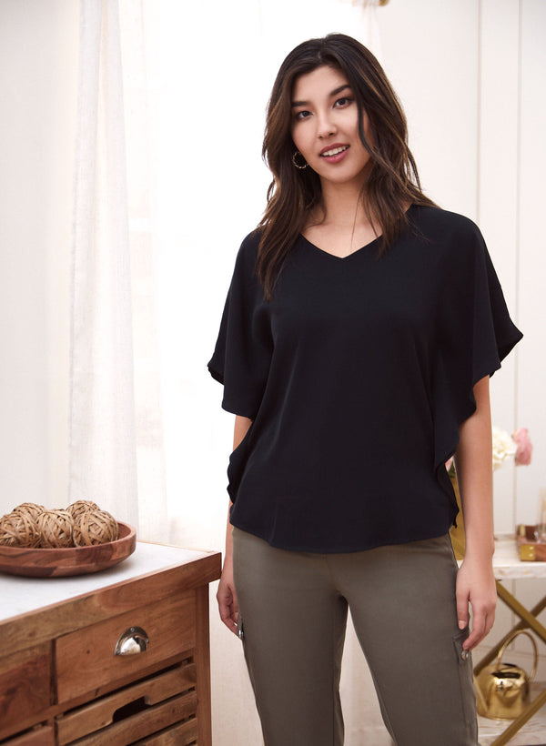 Laura Flutter Detail Poncho Blouse