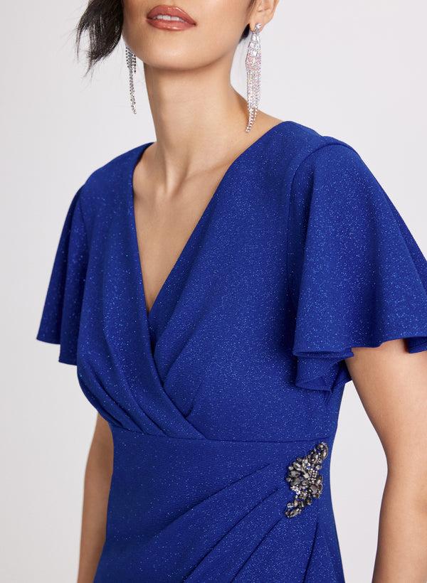 Laura Flutter Sleeve Wrap-Over Dress