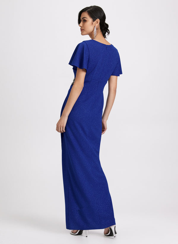 Laura Flutter Sleeve Wrap-Over Dress