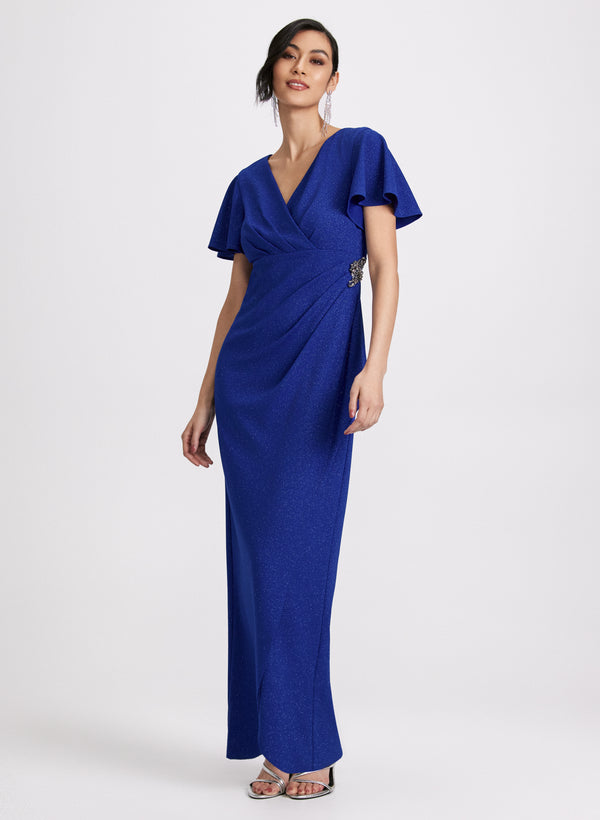 laura Flutter Sleeve Wrap-Over Dress