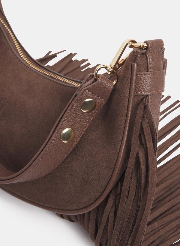 Laura Fringed Faux-Suede Shoulder Bag