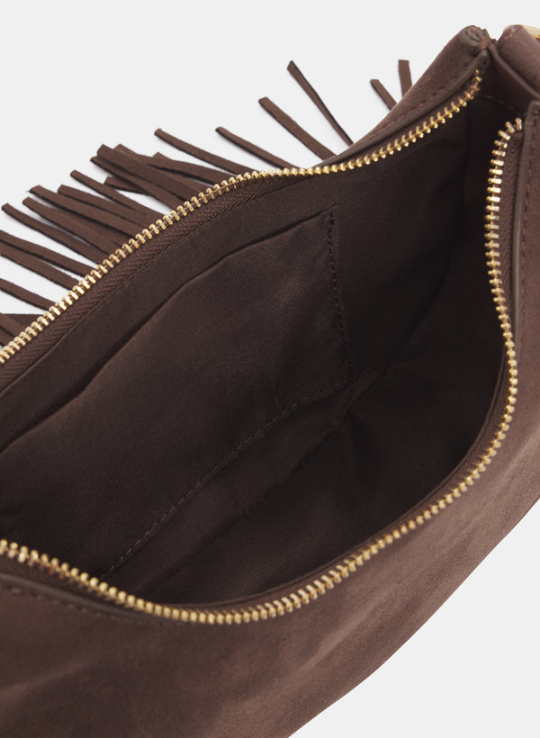 Laura Fringed Faux-Suede Shoulder Bag