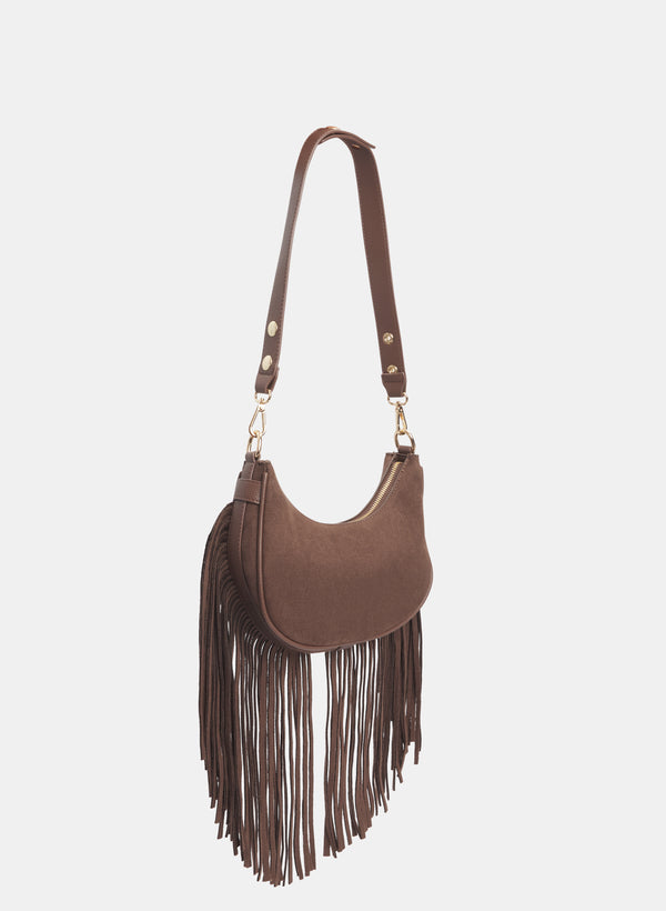 Laura Fringed Faux-Suede Shoulder Bag