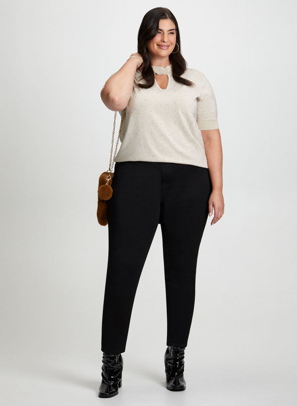 laura Front Keyhole Sweater & Slim Leg Jeans