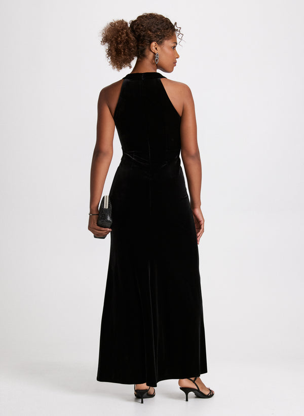 Laura Front Slit Velvet Dress