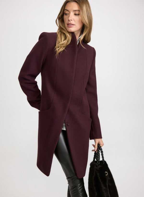 laura Funnel Neck Wool Coat