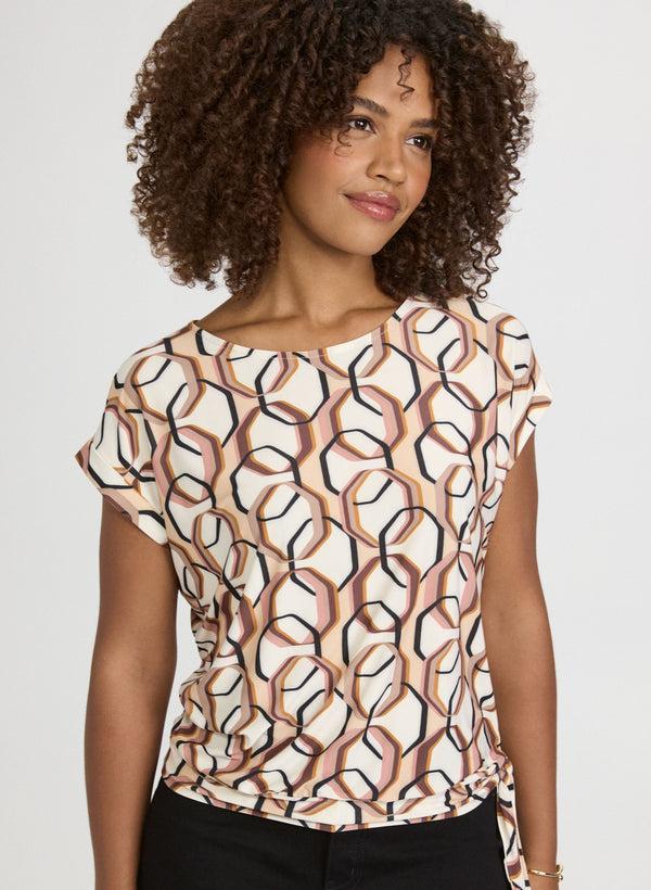 laura Geometric Cap Sleeve Top