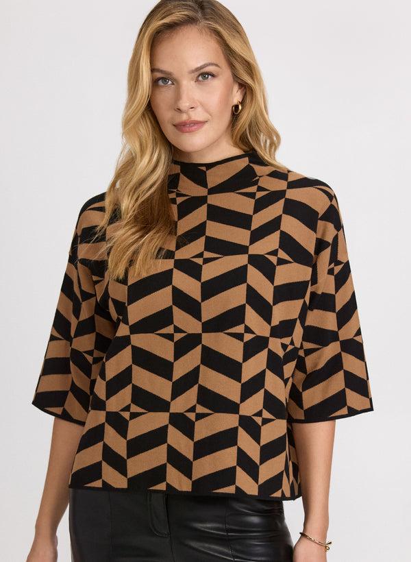 Laura Geometric Jacquard Pullover